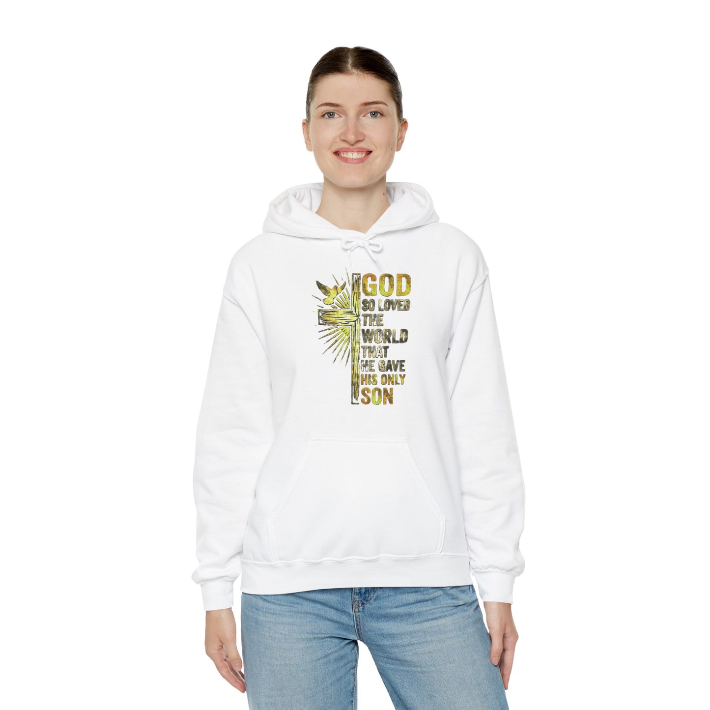 “God So Loved the World” John 3:16 Unisex Heavy Blend Hoodie