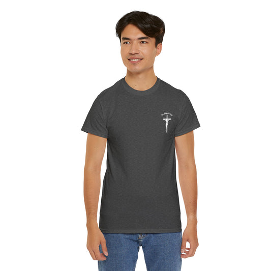 John 3:33-36 White Print Bible Verse Unisex Heavy Cotton T-Shirt - From "The Simple Truth" Collection