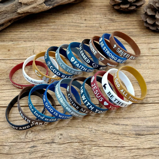 Bible Verse Bracelets – 20 Pcs Silicone Christian Bracelet Colored Wristbands