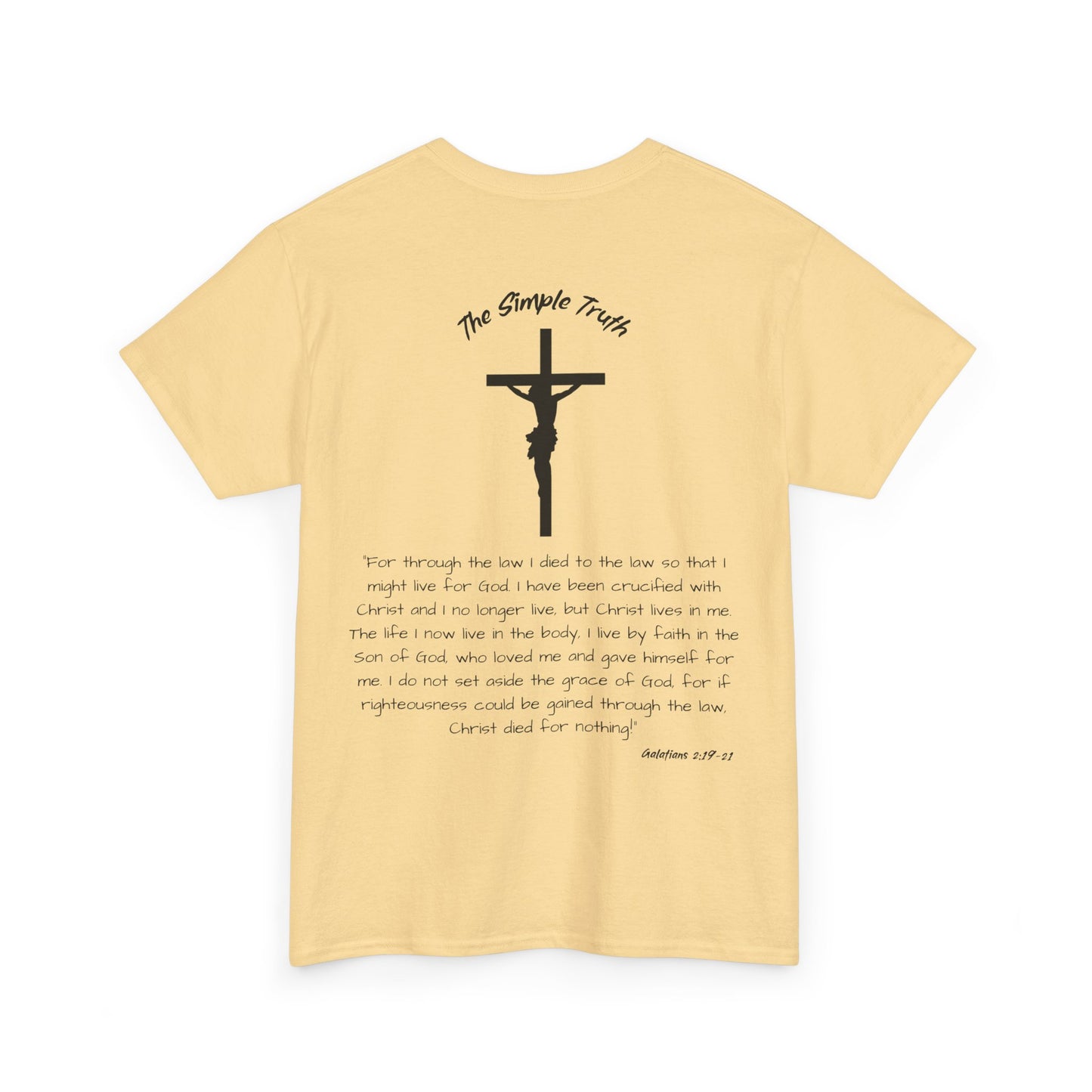 Galatians 2:19-21 Black Print Bible Verse Unisex Heavy Cotton Shirt - From "The Simple Truth" Collection