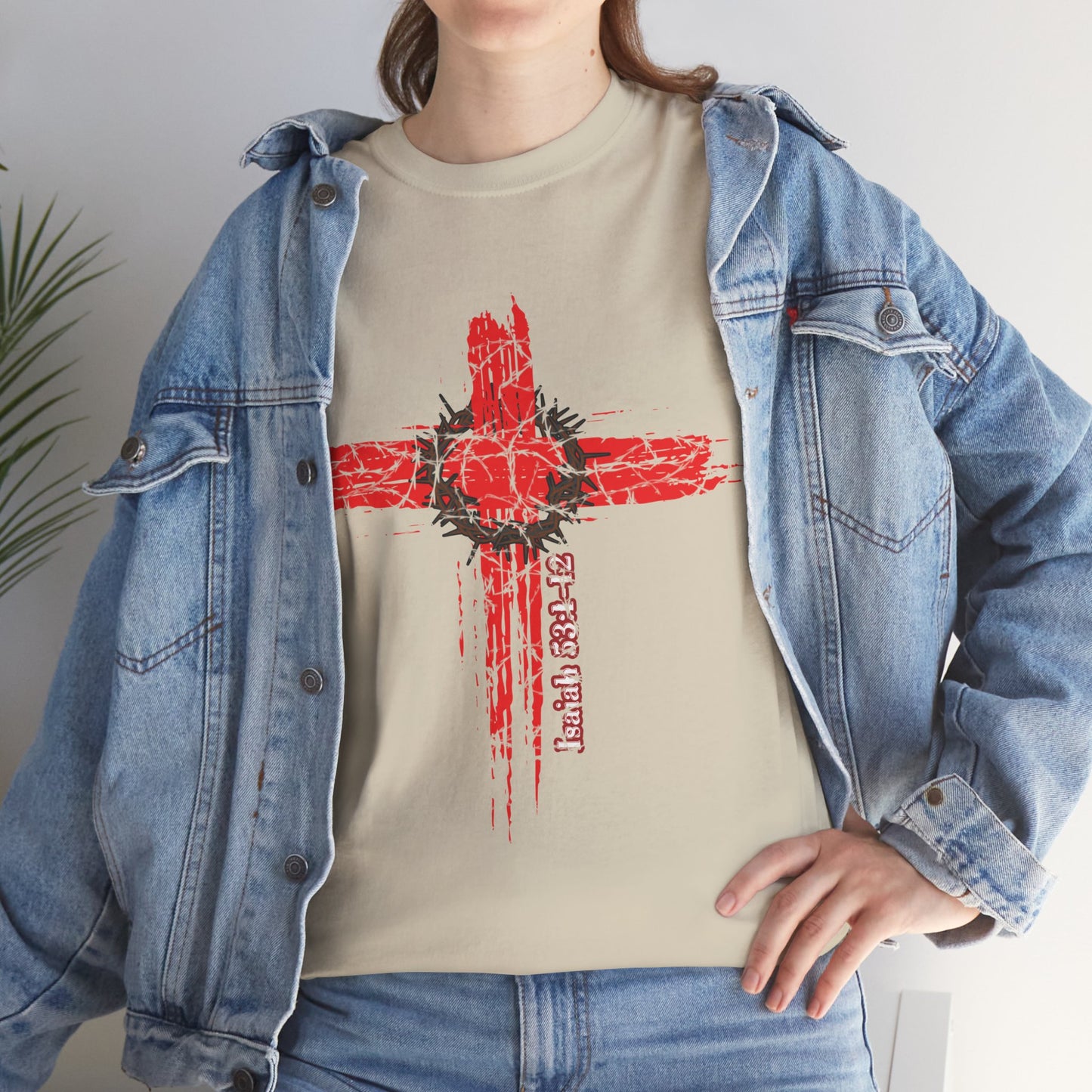 Isaiah 53:1-12 Cross Unisex Heavy Cotton Shirt