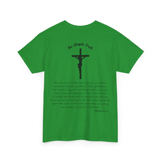 Galatians 5:22-26 Black Print Bible Verse Unisex Heavy Cotton Shirt - From "The Simple Truth" Collection