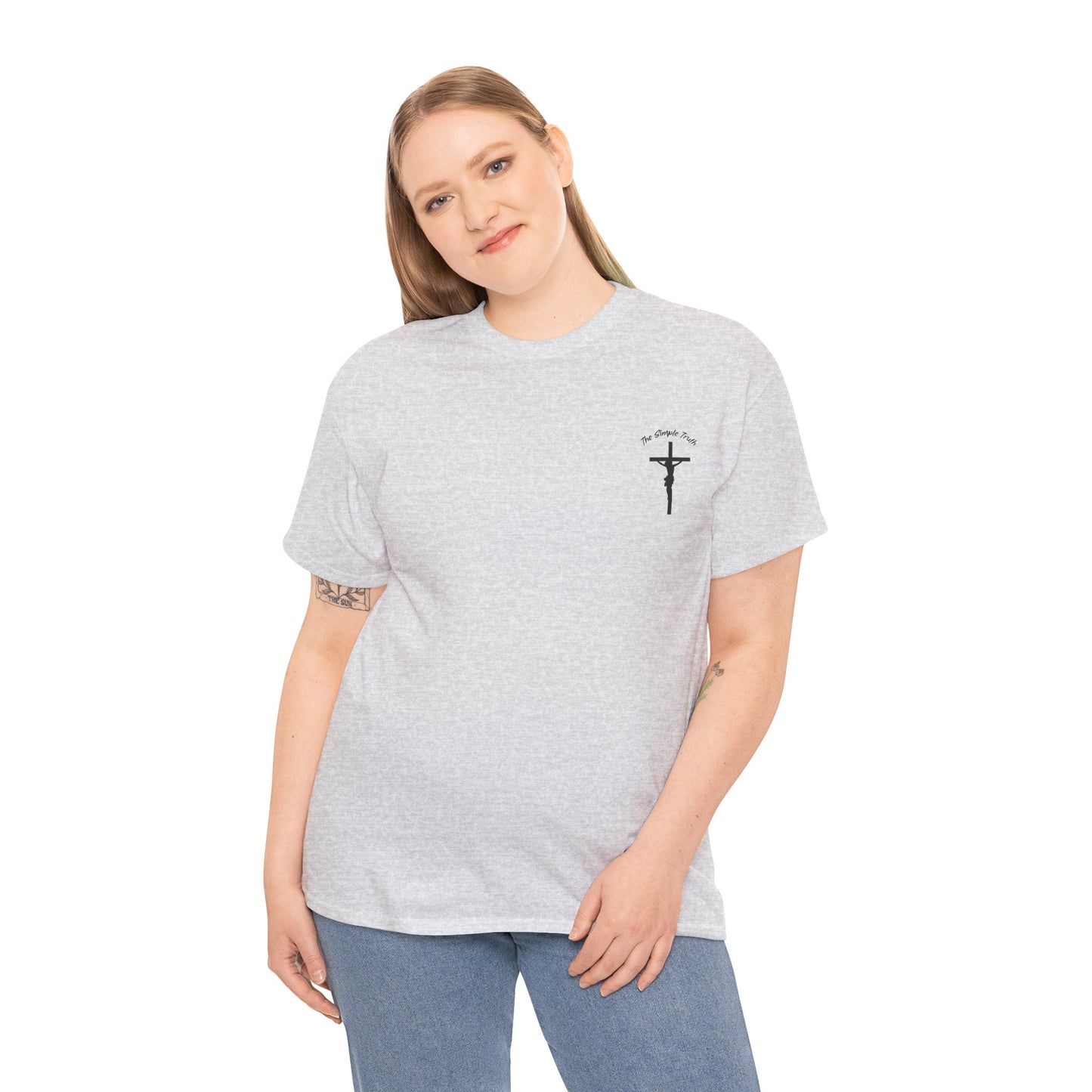 John 14:3-6 Black Print Bible Verse Unisex Heavy Cotton T-Shirt  - From "The Simple Truth" Collection