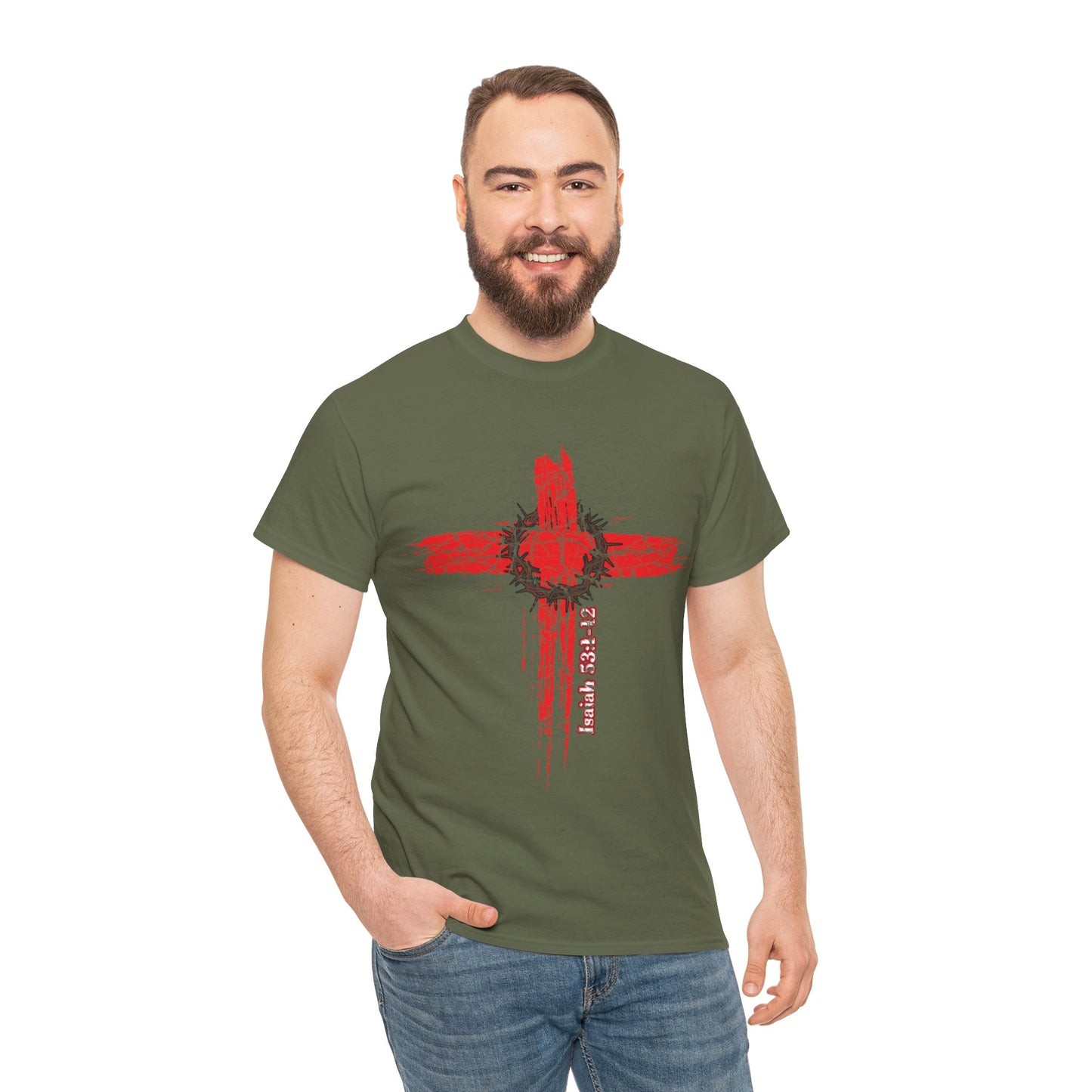 Isaiah 53:1-12 Cross Unisex Heavy Cotton Shirt