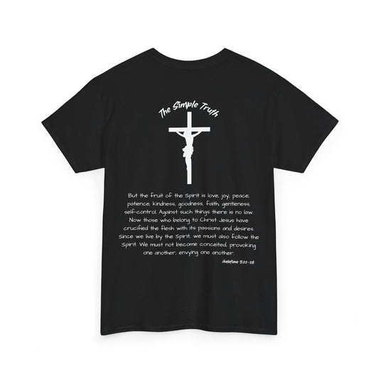 Galatians 5:22-26 White Print Bible Verse Unisex Heavy Cotton Shirt - From "The Simple Truth" Collection