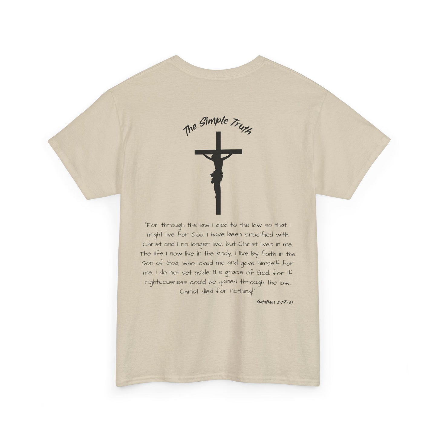 Galatians 2:19-21 Black Print Bible Verse Unisex Heavy Cotton Shirt - From "The Simple Truth" Collection