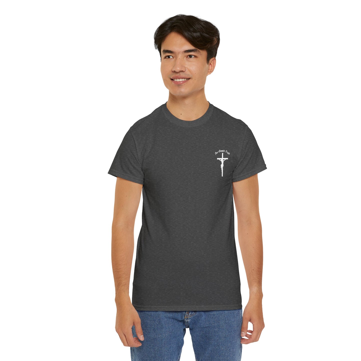 2 Timothy 3:14-17 White Print Bible Verse Unisex Heavy Cotton T-Shirt  - From "The Simple Truth" Collection
