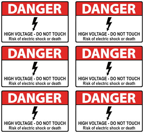 Danger High Voltage Safety Sticker - Do Not Touch