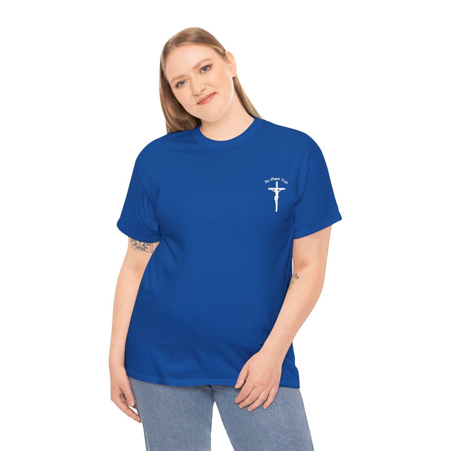 Matthew 19:4-6 White Print Bible Verse Unisex Heavy Cotton T-Shirt  - From "The Simple Truth" Collection