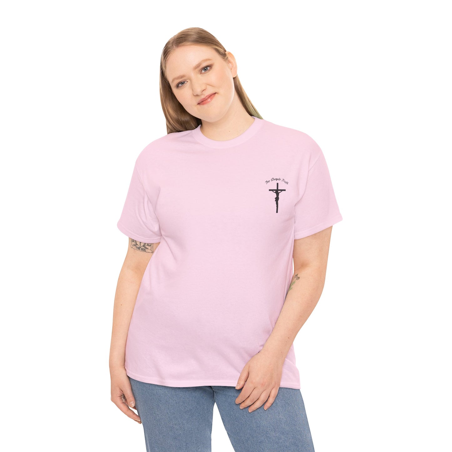 1 Corinthians 15:55-58 Black Print Bible Verse Unisex Heavy Cotton Shirt - From "The Simple Truth" Collection