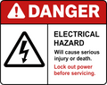 Electrical Hazard Danger Safety Sticker — single label view