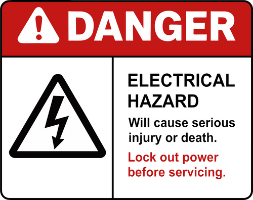 Electrical Hazard Danger Safety Sticker — single label view