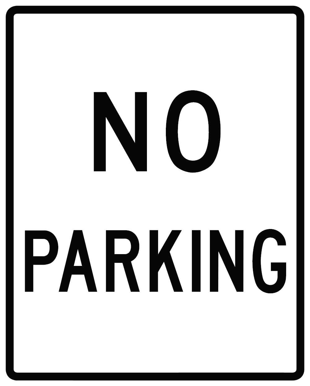 No Parking Sign — Black — 18x24 Corrugated Plastic