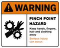 Pinch Point Hazard Safety Sticker 4-Pack