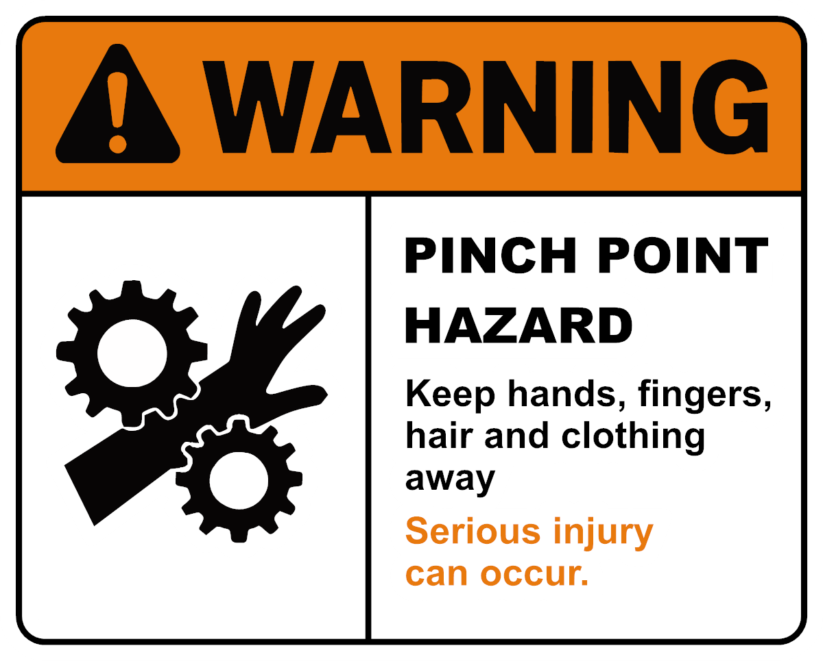 Pinch Point Hazard Safety Sticker 4-Pack