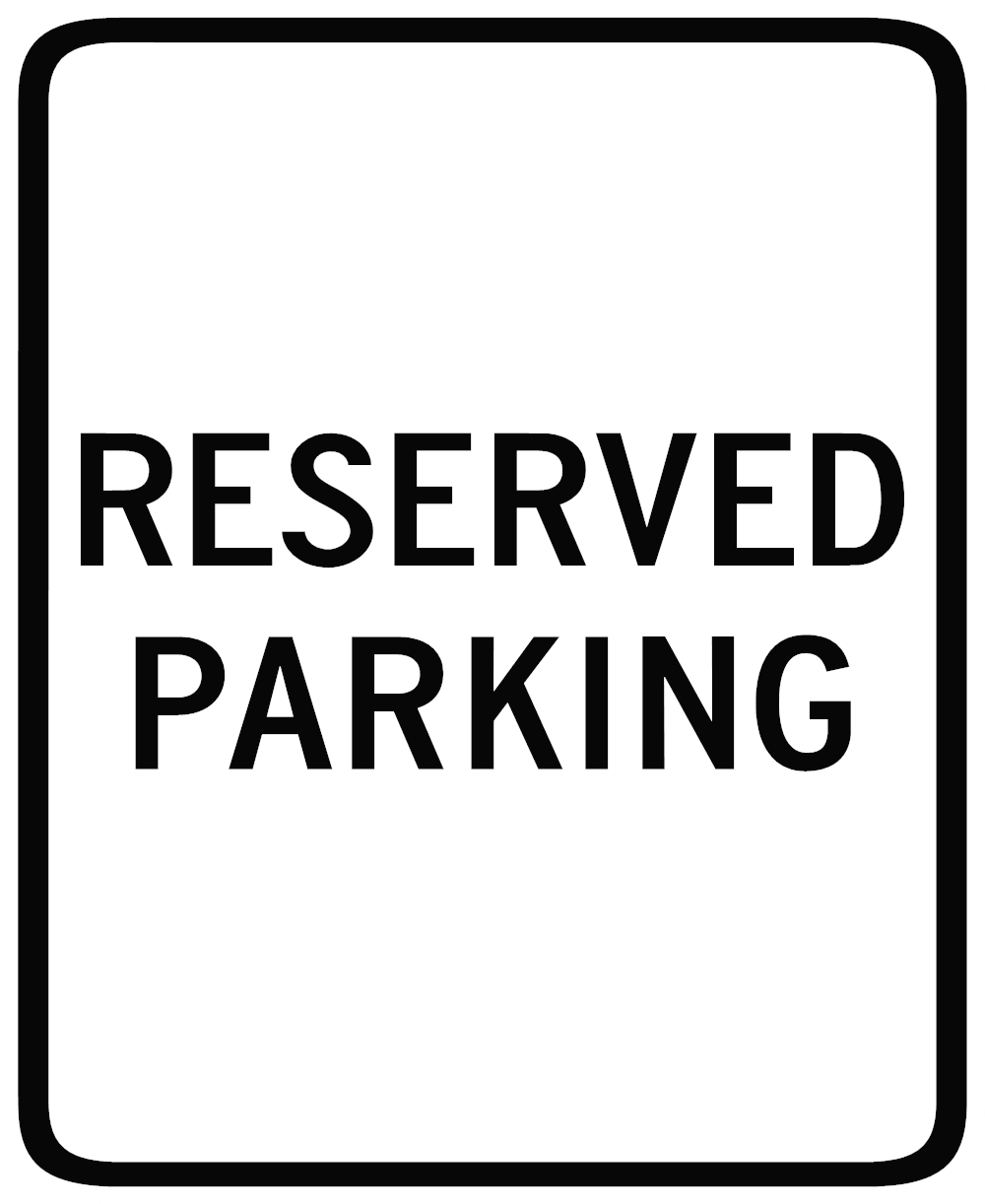 Reserved Parking Sign — Black — 18x24 Corrugated Plastic