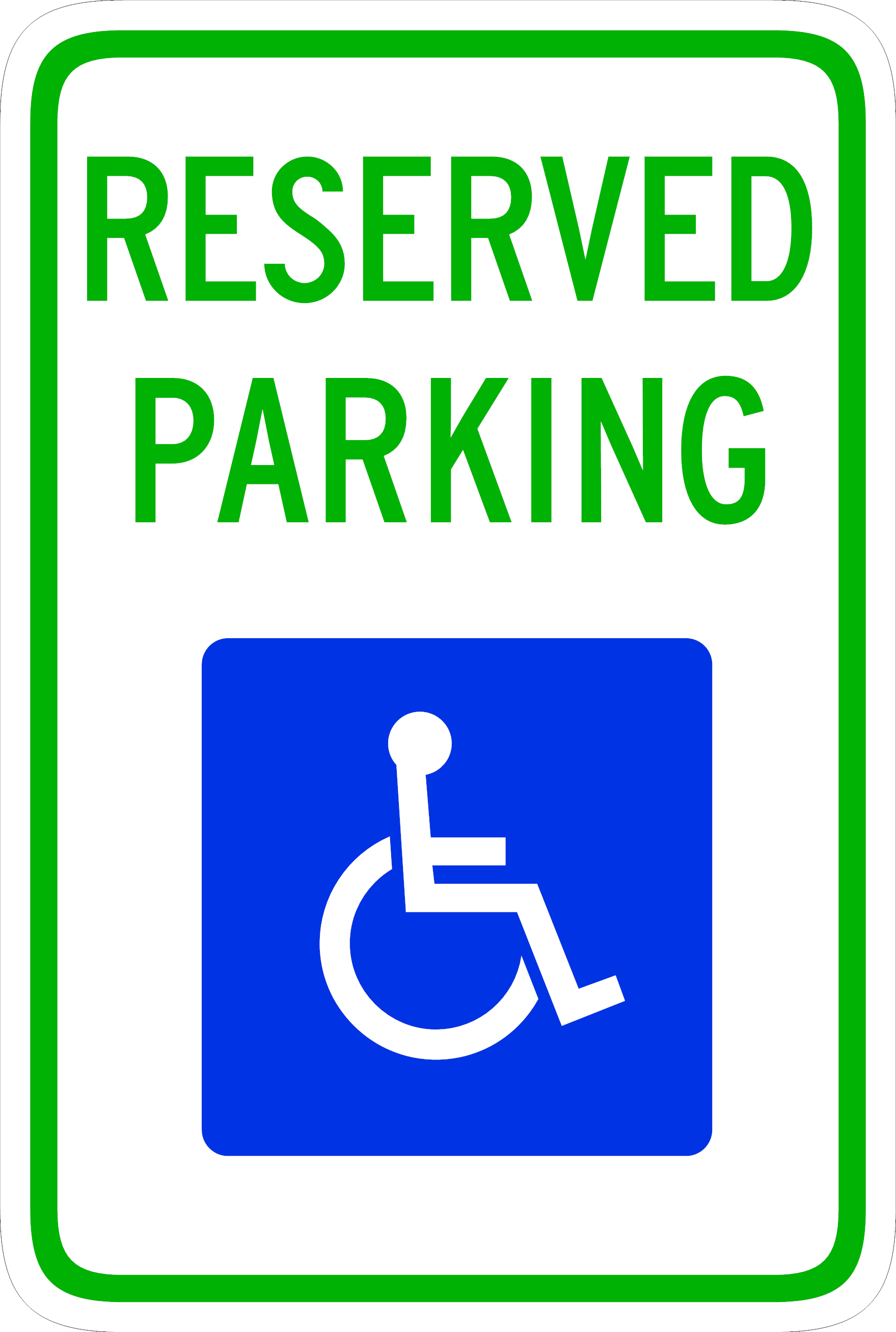 Reserved Parking Handicap Sign - Corrugated 12x18 inches