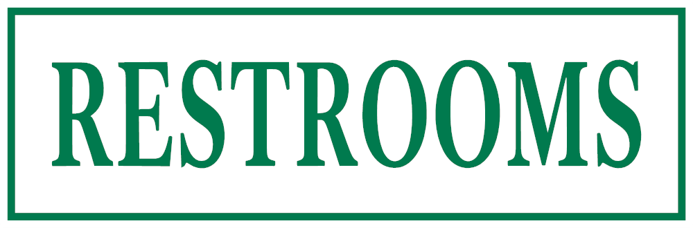Restrooms Sign — Green — 6x18 Corrugated Plastic
