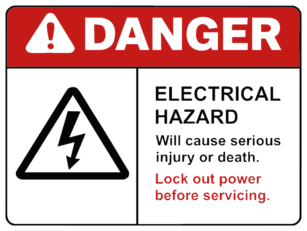 Electrical Hazard Danger Safety Sticker — 4-Pack