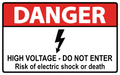 Danger high voltage do not enter warning sticker with lightning bolt