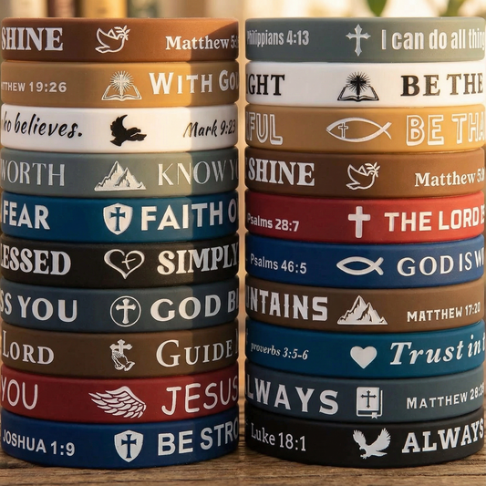 Bible Verse Bracelets – 20 Pcs Silicone Christian Bracelet Colored Wristbands