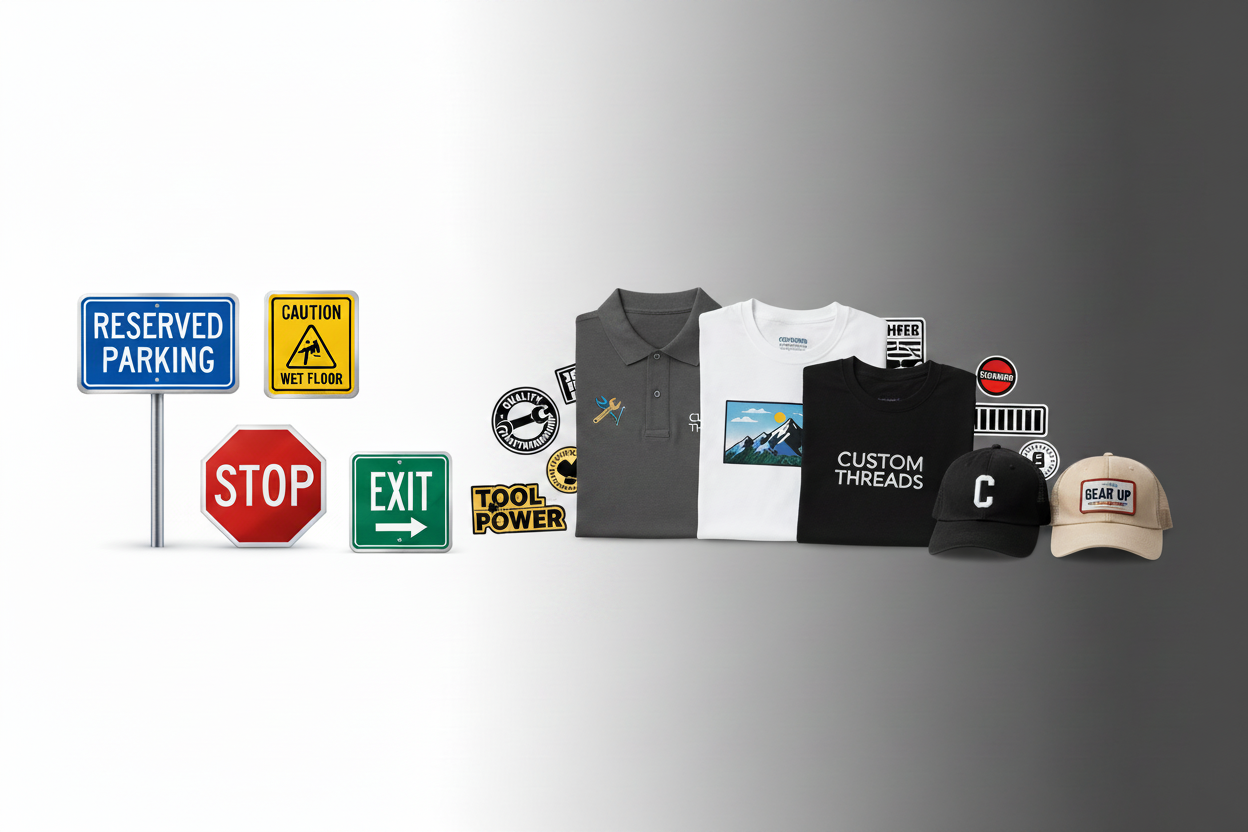Custom Signs, Apparel & Decals Banner