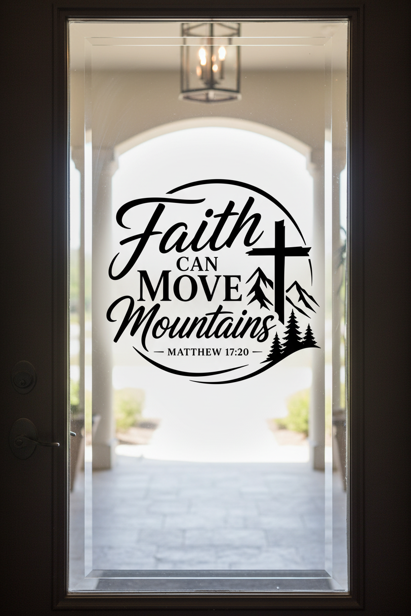Faith Can Move Mountains - Glass Door