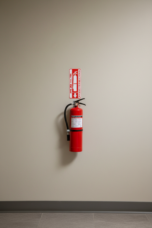 Fire Extinguisher Sticker - Proportionate Hallway Scene