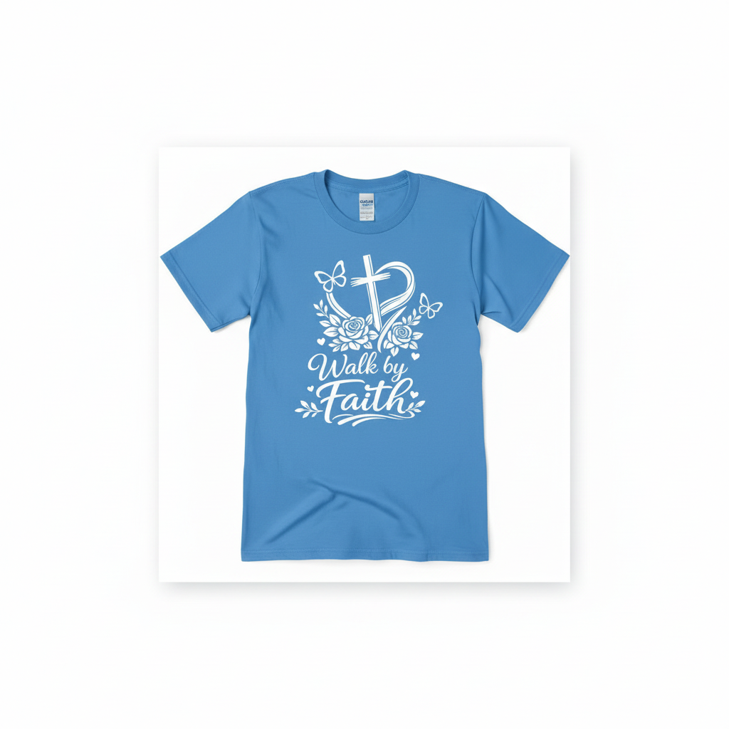Walk by Faith HTV t-shirt, square catalog image