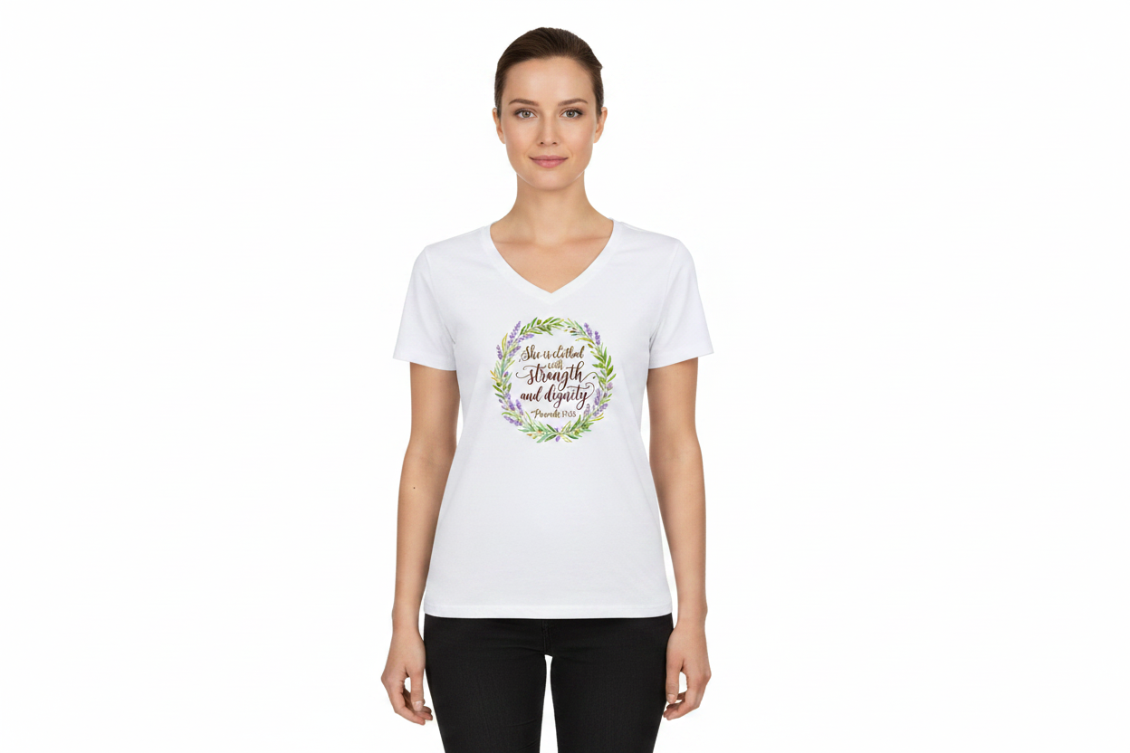 She is Clothed with Strength and Dignity — Shirt Mockup